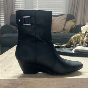 Alfani Black Ankle Boots with Silver Buckle